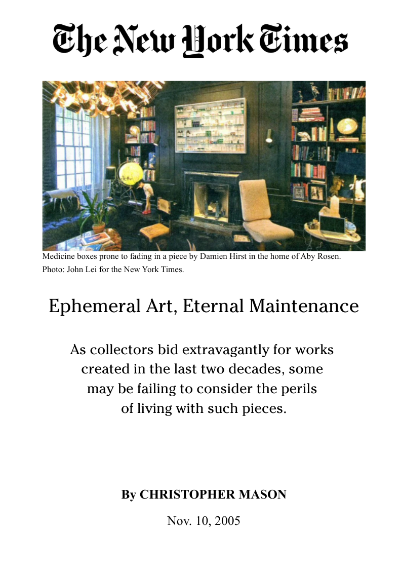 Ephemeral art, eternal maintenance