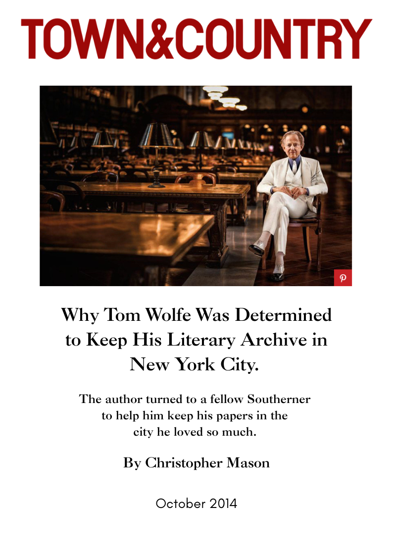 Wolfe’s Den: Tom Wolfe’s Archive